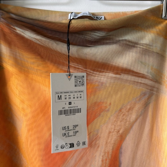 🧡 Zara Mesh Midi Skirt. Aubert yellow. Never worn. (With tags). - Picture 3 of 3